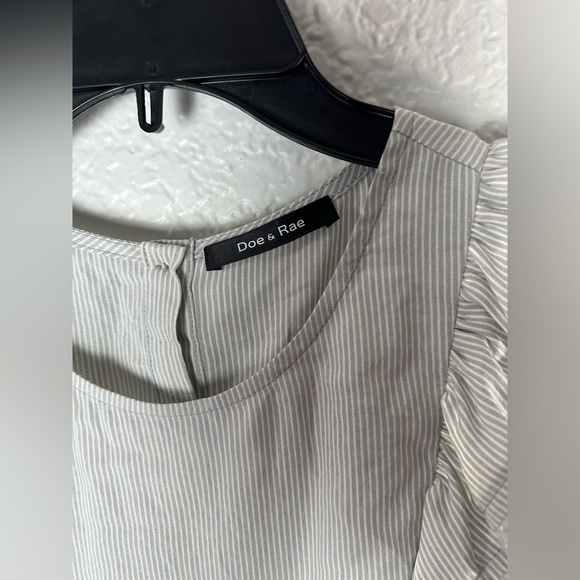 Doe & Rae Striped Ruffle Sleeveless Blouse - Picture 3 of 3